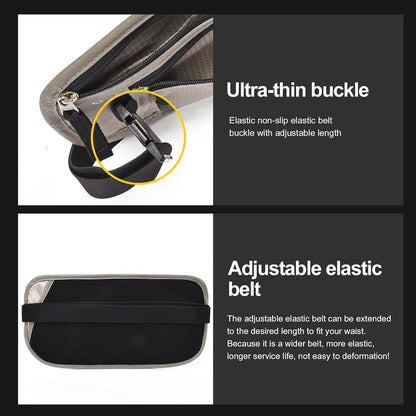 Unisex Money Belt For Men and Women, Slim Passport Holder RFID Blocking Travel Essentials Pouch with Adjustable Strap Small Waist Pouch for Workout Running Travelling Hiking, Beige