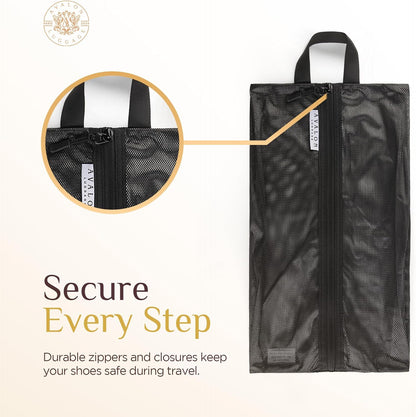 Shoe Bags for Travel - Footwear Organizer for Suitcases, Gym, Work Trips (Yellow Flower)