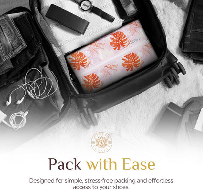 Shoe Bags for Travel - Footwear Organizer for Suitcases, Gym, Work Trips (Yellow Flower)