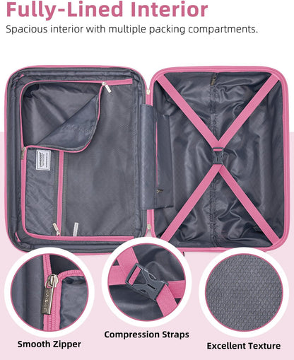 Carry on Luggage 22x14x9 Airline Approved, Expandable 20 Inch Hardside Suitcase with Wheels TSA Lock, PC+ABS Lightweight Carry on Suitcases for Women and Men, Lake Green (20/DB/TB)