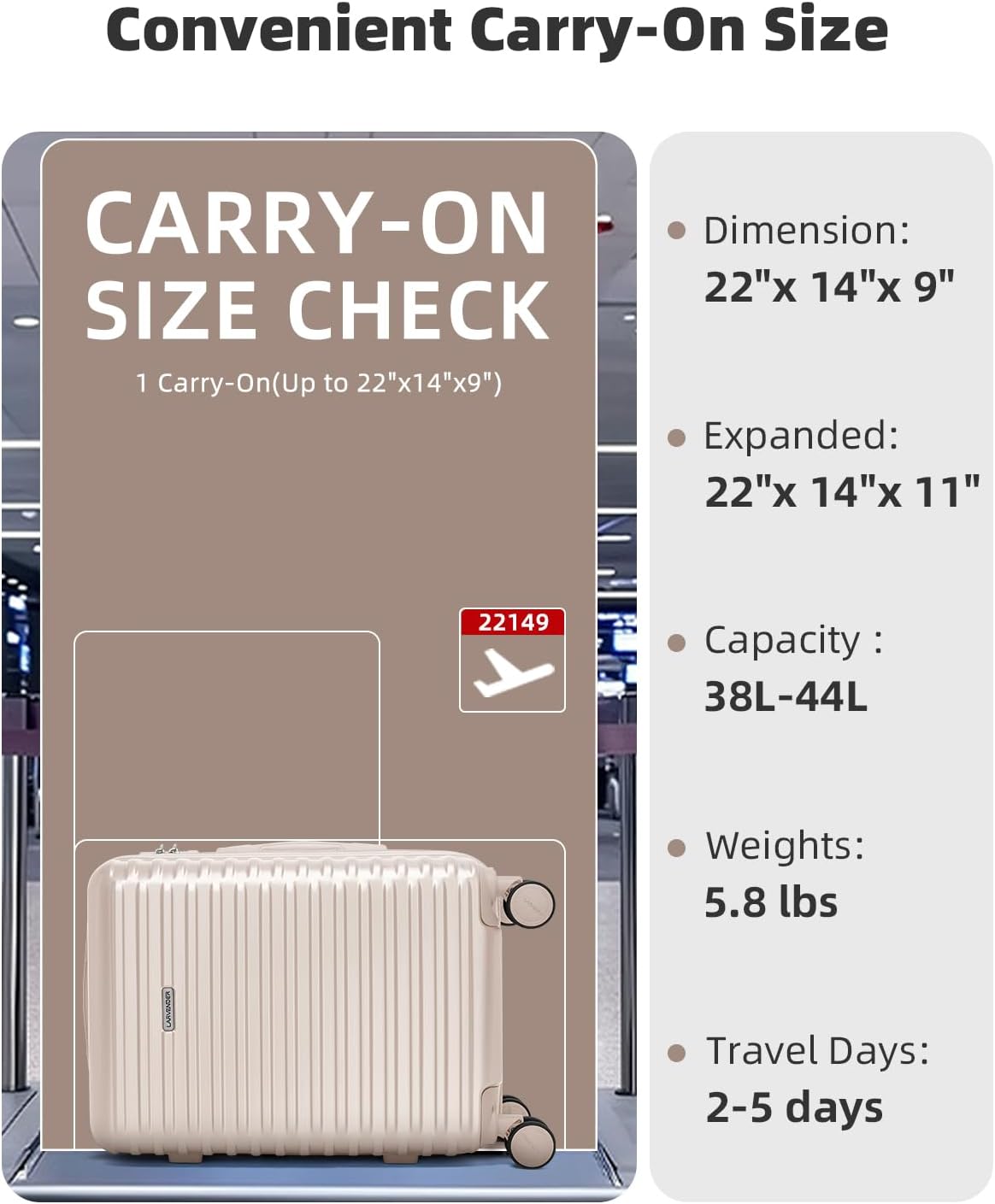 Carry on Luggage 22x14x9 Airline Approved, Expandable 20 Inch Hardside Suitcase with Wheels TSA Lock, PC+ABS Lightweight Carry on Suitcases for Women and Men, Lake Green (20/DB/TB)