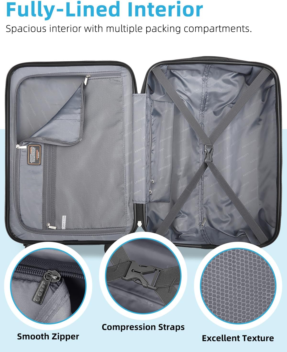 Carry on Luggage 22x14x9 Airline Approved, Expandable 20 Inch Hardside Suitcase with Wheels TSA Lock, PC+ABS Lightweight Carry on Suitcases for Women and Men, Lake Green (20/DB/TB)