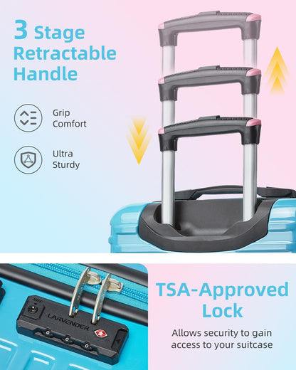 Carry on Luggage 22x14x9 Airline Approved, Expandable 20 Inch Hardside Suitcase with Wheels TSA Lock, PC+ABS Lightweight Carry on Suitcases for Women and Men, Lake Green (20/DB/TB)