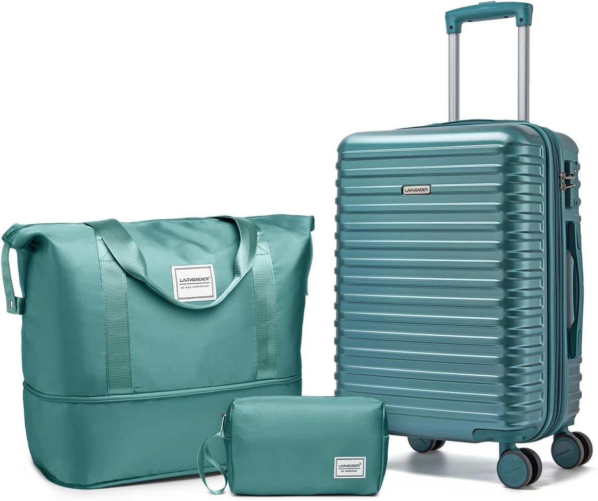 Carry on Luggage 22x14x9 Airline Approved, Expandable 20 Inch Hardside Suitcase with Wheels TSA Lock, PC+ABS Lightweight Carry on Suitcases for Women and Men, Lake Green (20/DB/TB)