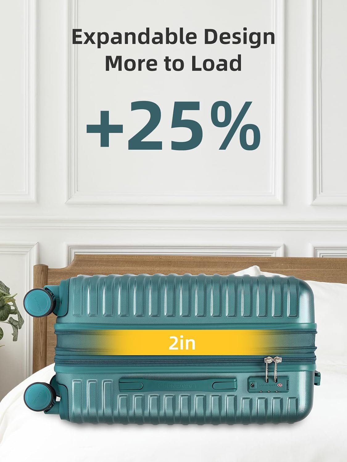 Carry on Luggage 22x14x9 Airline Approved, Expandable 20 Inch Hardside Suitcase with Wheels TSA Lock, PC+ABS Lightweight Carry on Suitcases for Women and Men, Lake Green (20/DB/TB)