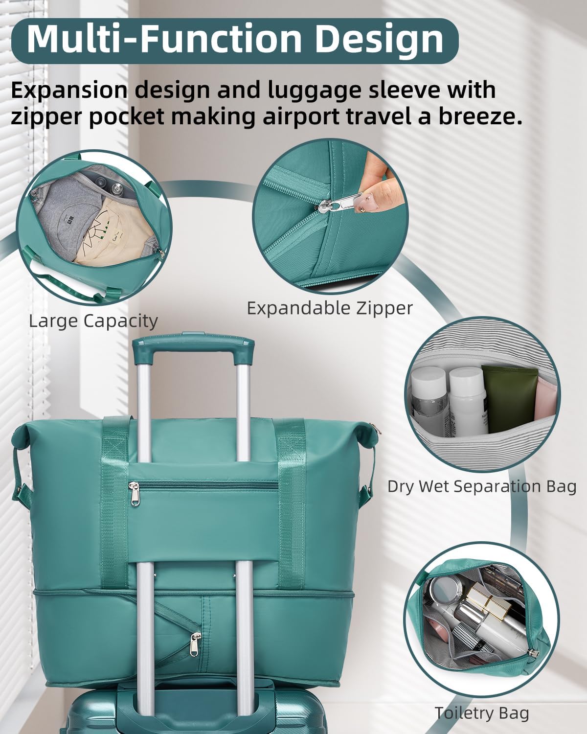 Carry on Luggage 22x14x9 Airline Approved, Expandable 20 Inch Hardside Suitcase with Wheels TSA Lock, PC+ABS Lightweight Carry on Suitcases for Women and Men, Lake Green (20/DB/TB)