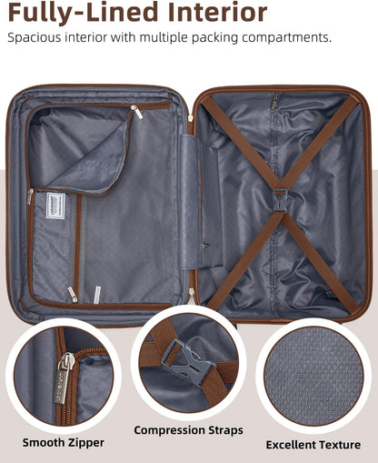 Carry on Luggage 22x14x9 Airline Approved, Expandable 20 Inch Hardside Suitcase with Wheels TSA Lock, PC+ABS Lightweight Carry on Suitcases for Women and Men, Lake Green (20/DB/TB)