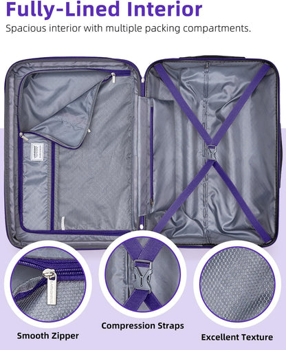 Carry on Luggage 22x14x9 Airline Approved, Expandable 20 Inch Hardside Suitcase with Wheels TSA Lock, PC+ABS Lightweight Carry on Suitcases for Women and Men, Lake Green (20/DB/TB)