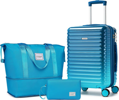 Carry on Luggage 22x14x9 Airline Approved, Expandable 20 Inch Hardside Suitcase with Wheels TSA Lock, PC+ABS Lightweight Carry on Suitcases for Women and Men, Lake Green (20/DB/TB)