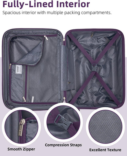 Carry on Luggage 22x14x9 Airline Approved, Expandable 20 Inch Hardside Suitcase with Wheels TSA Lock, PC+ABS Lightweight Carry on Suitcases for Women and Men, Lake Green (20/DB/TB)