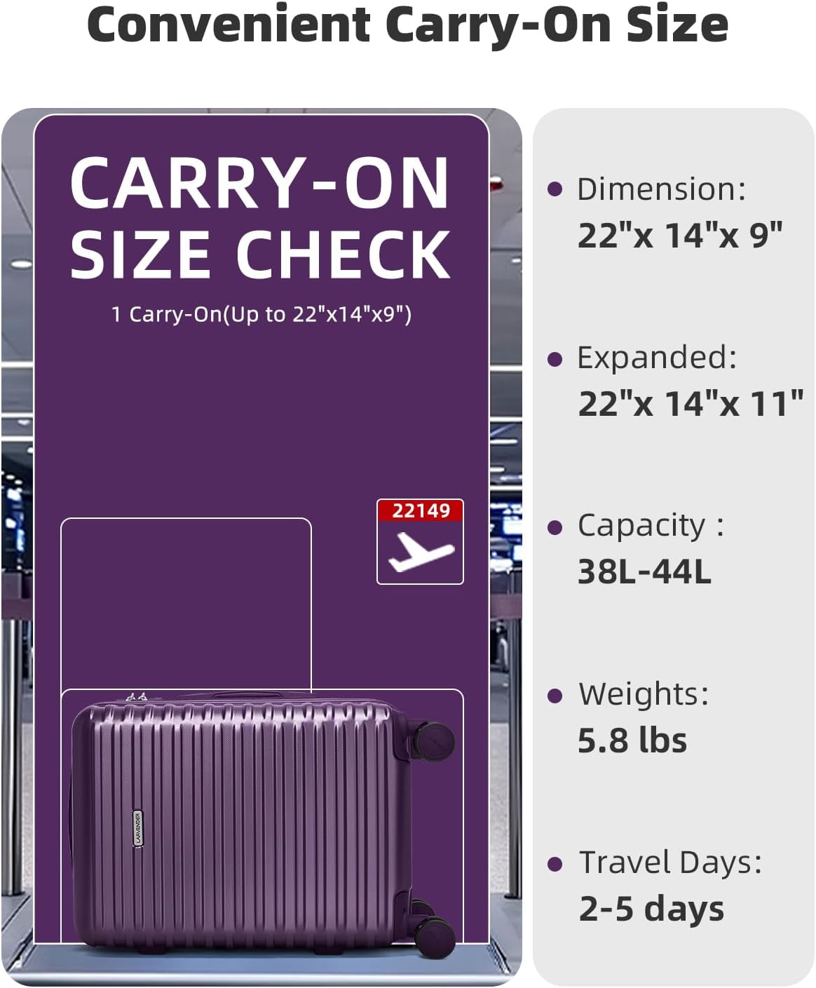 Carry on Luggage 22x14x9 Airline Approved, Expandable 20 Inch Hardside Suitcase with Wheels TSA Lock, PC+ABS Lightweight Carry on Suitcases for Women and Men, Lake Green (20/DB/TB)