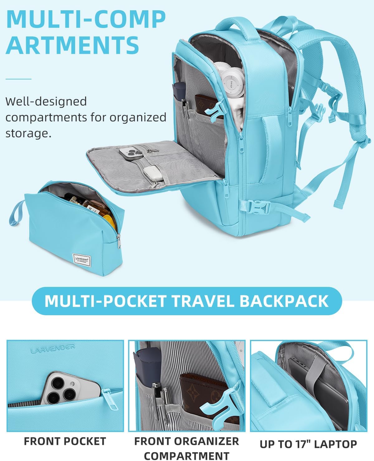 Carry on Luggage 22x14x9 Airline Approved, Expandable 20 Inch Hardside Suitcase with Wheels TSA Lock, PC+ABS Lightweight Carry on Suitcases for Women and Men, Lake Green (20/DB/TB)