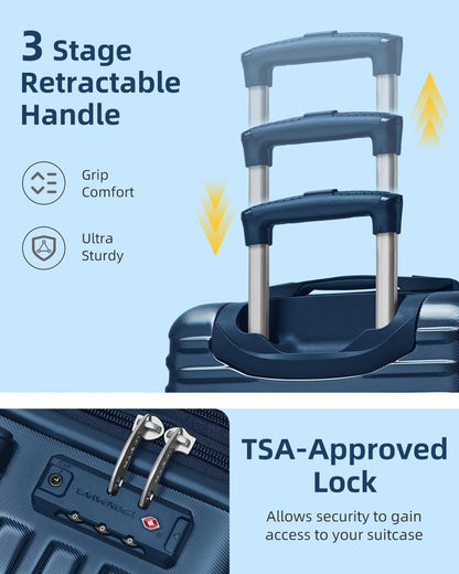 Carry on Luggage 22x14x9 Airline Approved, Expandable 20 Inch Hardside Suitcase with Wheels TSA Lock, PC+ABS Lightweight Carry on Suitcases for Women and Men, Lake Green (20/DB/TB)