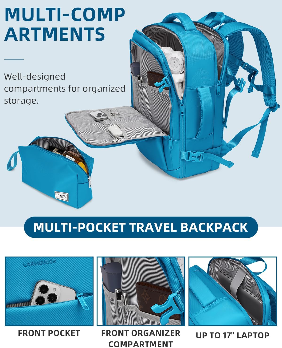 Carry on Luggage 22x14x9 Airline Approved, Expandable 20 Inch Hardside Suitcase with Wheels TSA Lock, PC+ABS Lightweight Carry on Suitcases for Women and Men, Lake Green (20/DB/TB)
