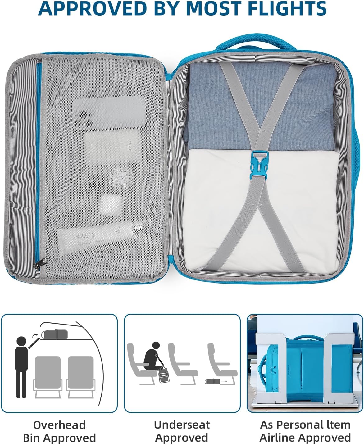 Carry on Luggage 22x14x9 Airline Approved, Expandable 20 Inch Hardside Suitcase with Wheels TSA Lock, PC+ABS Lightweight Carry on Suitcases for Women and Men, Lake Green (20/DB/TB)