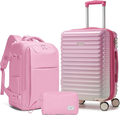 Carry on Luggage 22x14x9 Airline Approved, Expandable 20 Inch Hardside Suitcase with Wheels TSA Lock, PC+ABS Lightweight Carry on Suitcases for Women and Men, Lake Green (20/DB/TB)