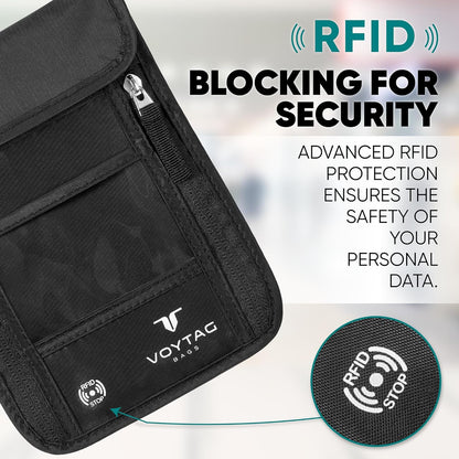 Travel Money Belt & Passport Holder - RFID Blocking Slim Travel Wallet & Fanny Pack for Men and Women - Essential Travel Pouch for Cash, Credit Cards, and Documents