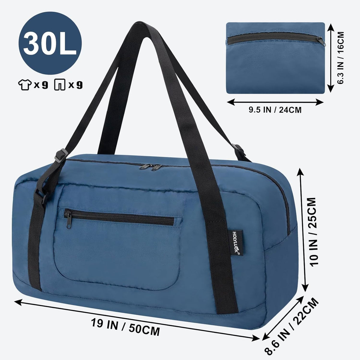 Foldable Travel Duffel Bag For Women & Men Luggage Great for Gym - large navy blue