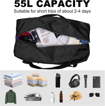 Foldable Travel Duffel Bag For Women & Men Luggage Great for Gym - large navy blue
