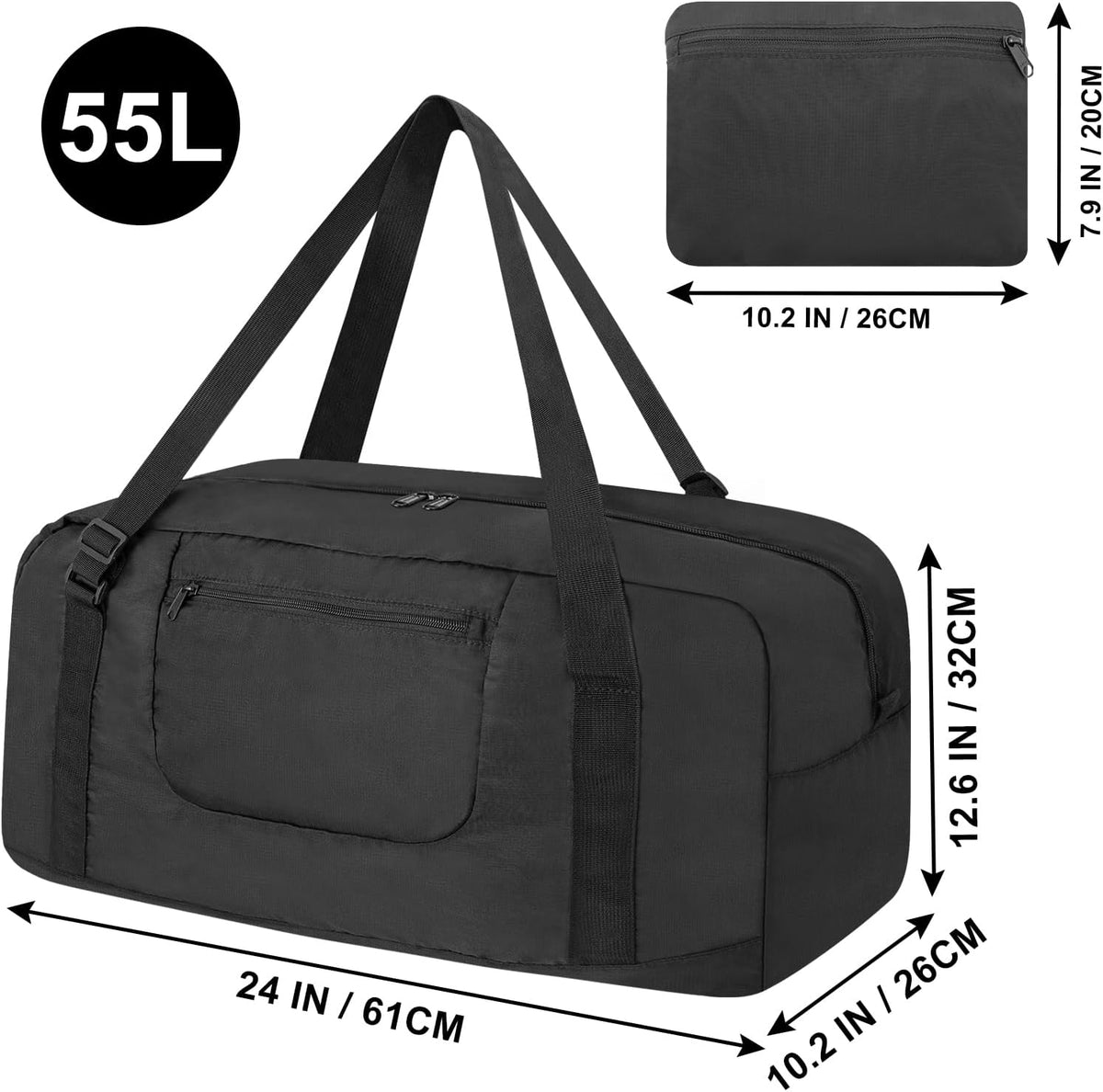 Foldable Travel Duffel Bag For Women & Men Luggage Great for Gym - large navy blue