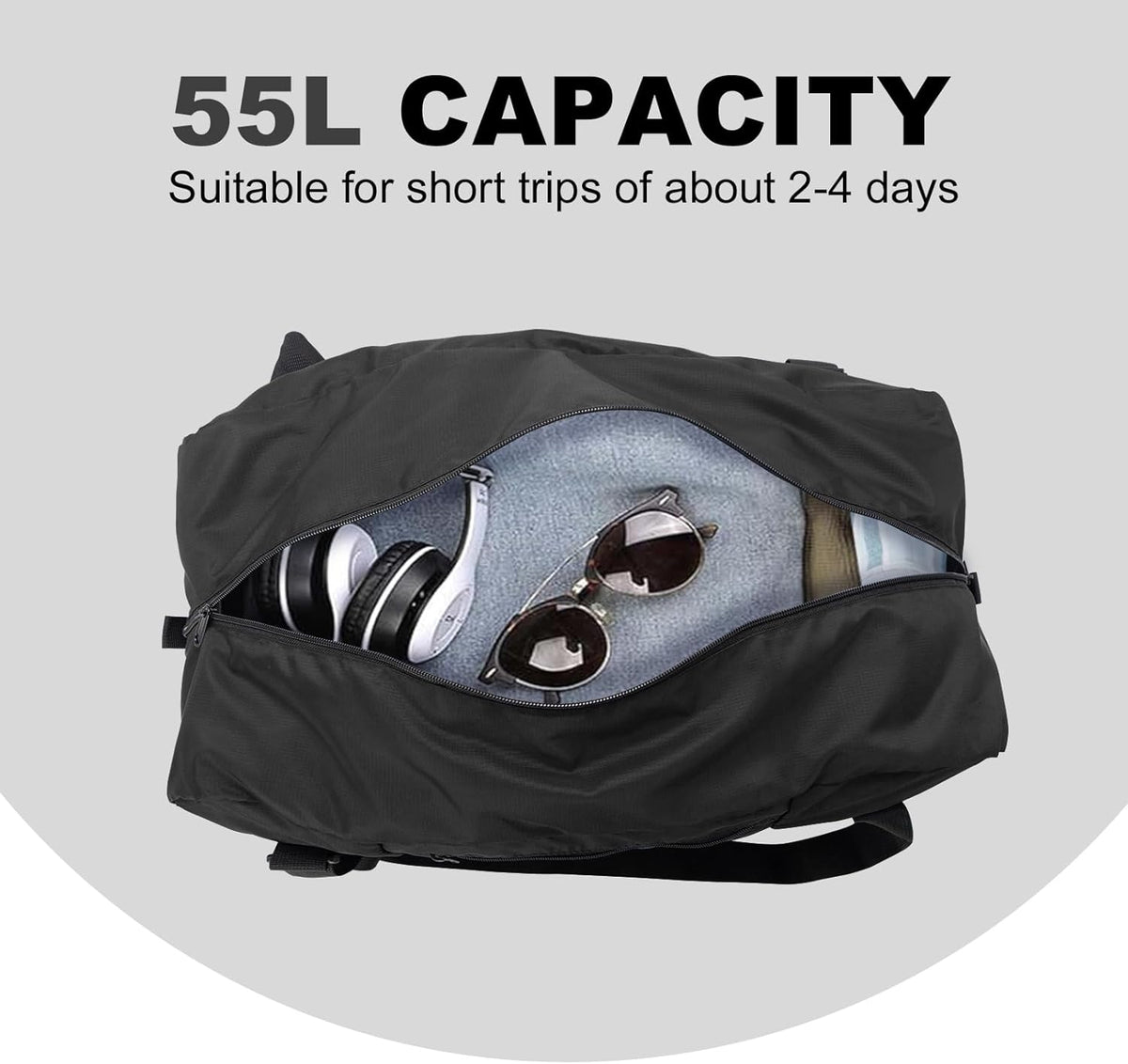 Foldable Travel Duffel Bag For Women & Men Luggage Great for Gym - large navy blue