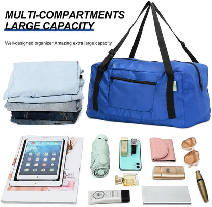Foldable Travel Duffel Bag For Women & Men Luggage Great for Gym - large navy blue