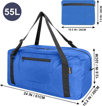 Foldable Travel Duffel Bag For Women & Men Luggage Great for Gym - large navy blue