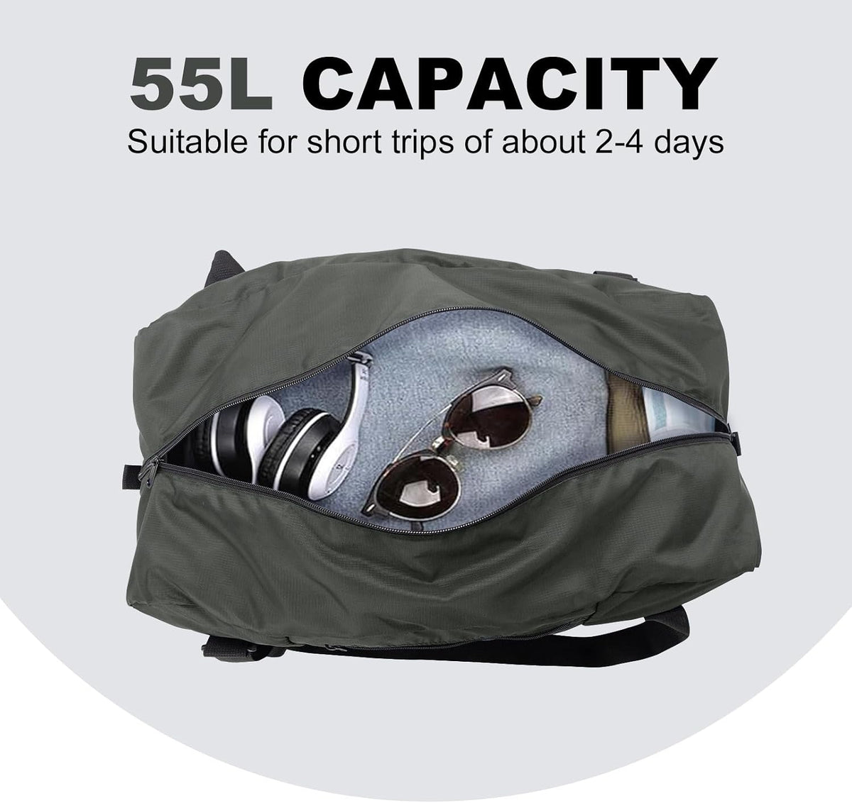 Foldable Travel Duffel Bag For Women & Men Luggage Great for Gym - large navy blue