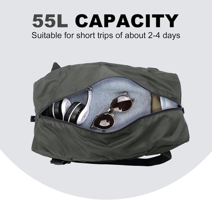 Foldable Travel Duffel Bag For Women & Men Luggage Great for Gym - large navy blue