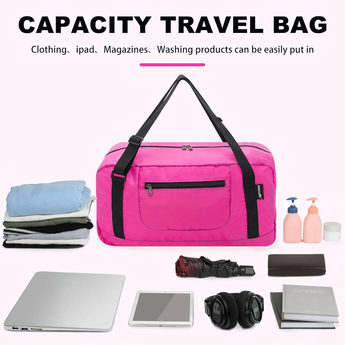 Foldable Travel Duffel Bag For Women & Men Luggage Great for Gym - large navy blue