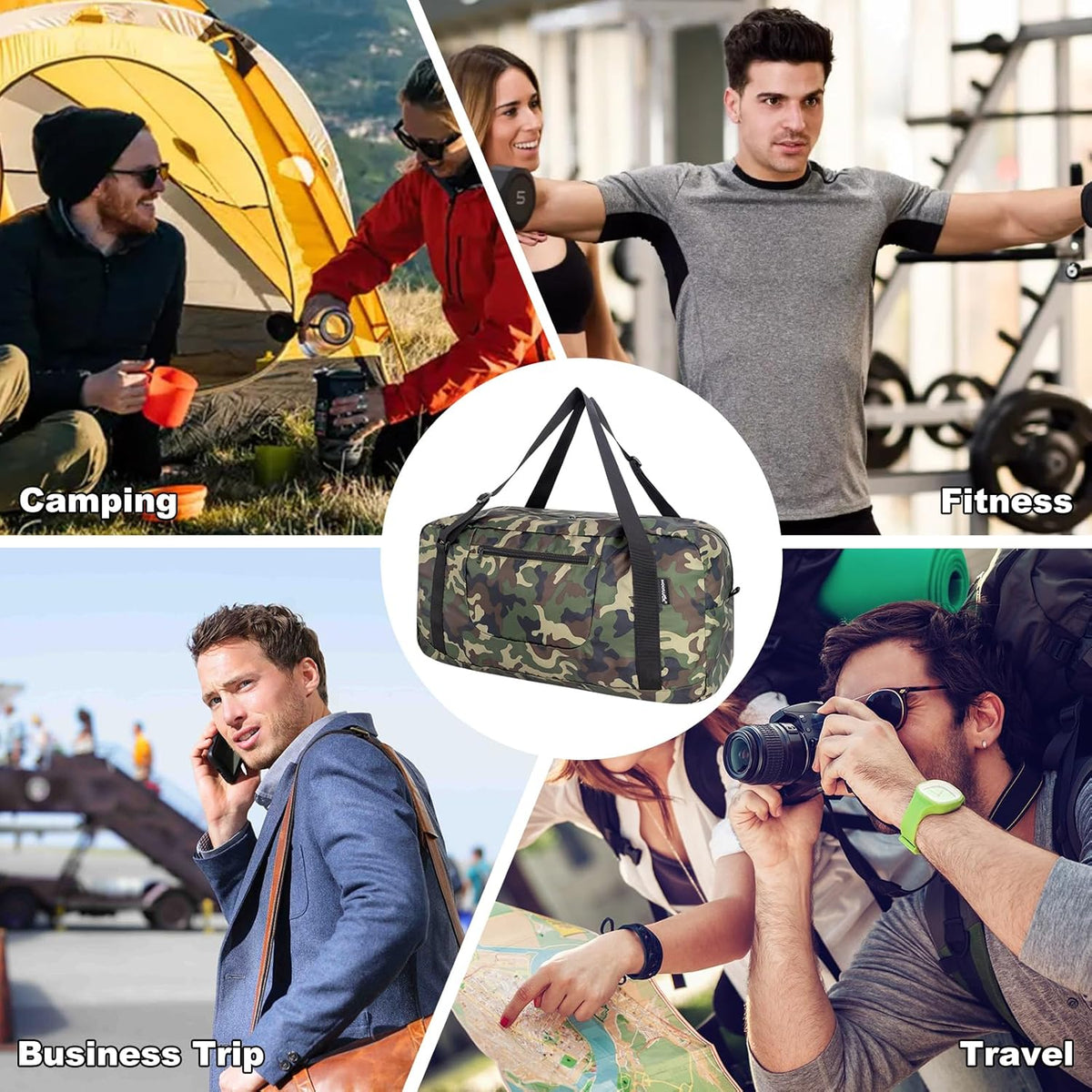 Foldable Travel Duffel Bag For Women & Men Luggage Great for Gym - large navy blue