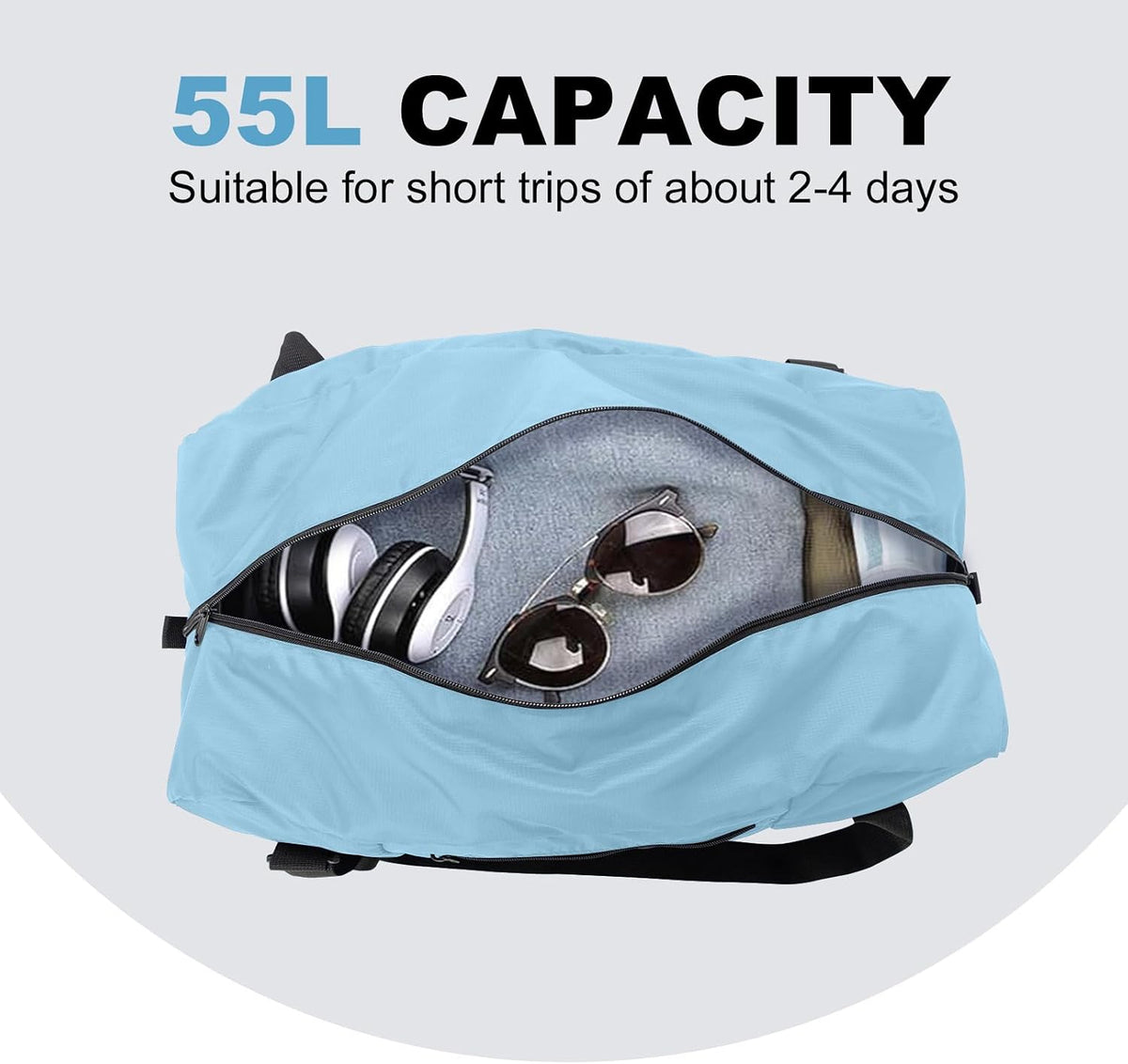 Foldable Travel Duffel Bag For Women & Men Luggage Great for Gym - large navy blue
