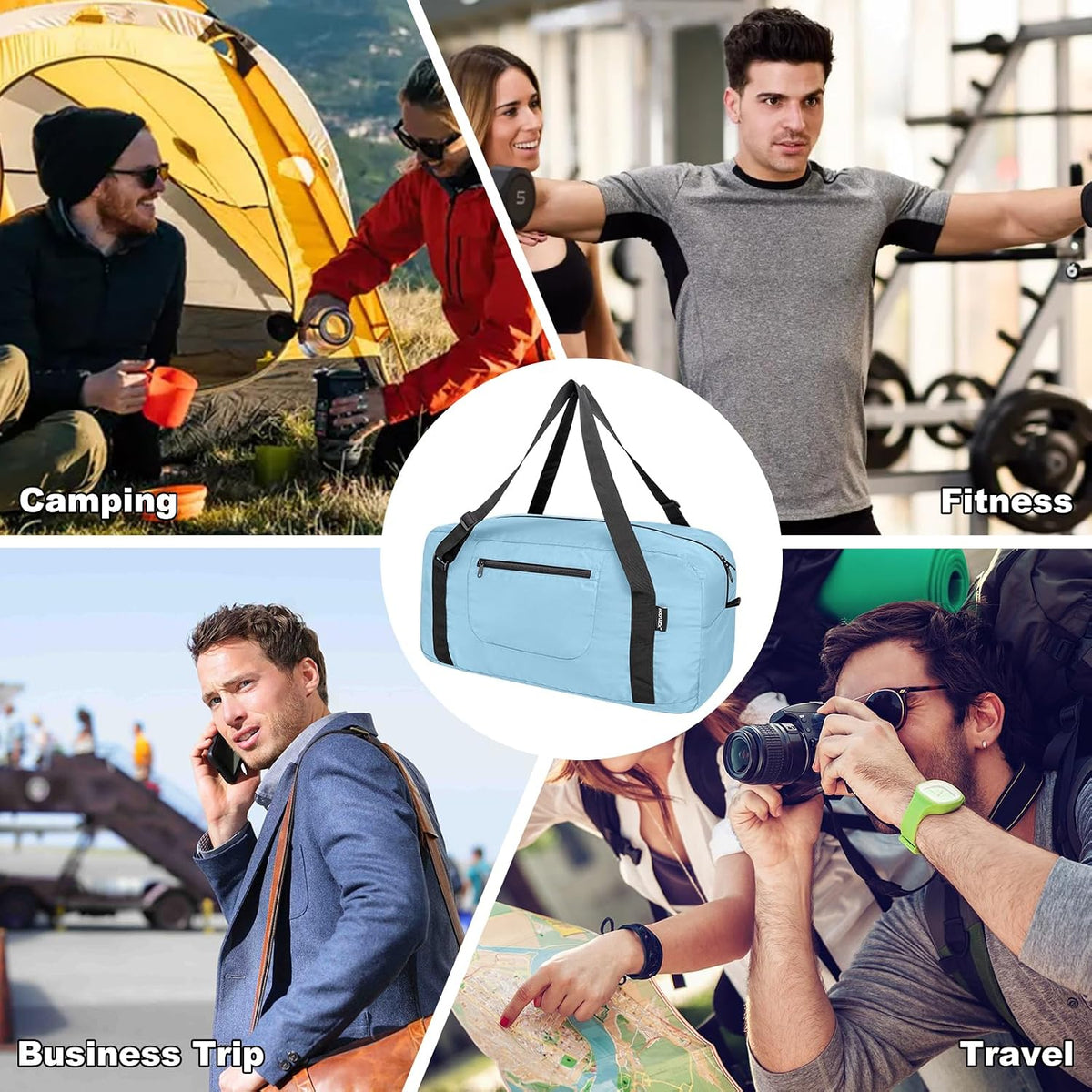 Foldable Travel Duffel Bag For Women & Men Luggage Great for Gym - large navy blue