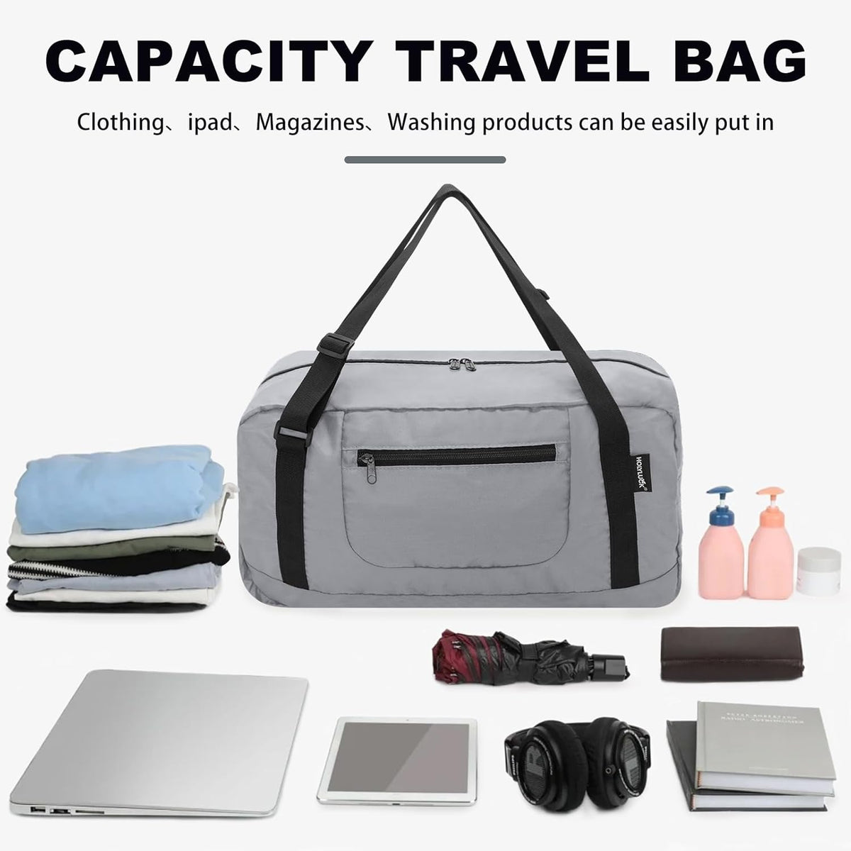 Foldable Travel Duffel Bag For Women & Men Luggage Great for Gym - large navy blue
