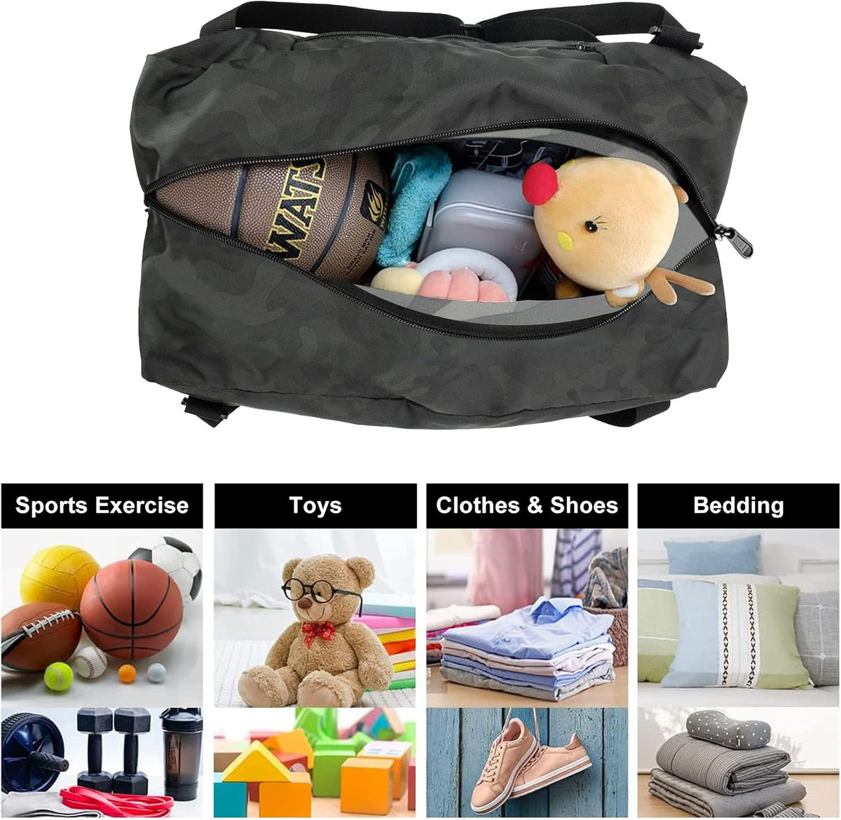 Foldable Travel Duffel Bag For Women & Men Luggage Great for Gym - large navy blue