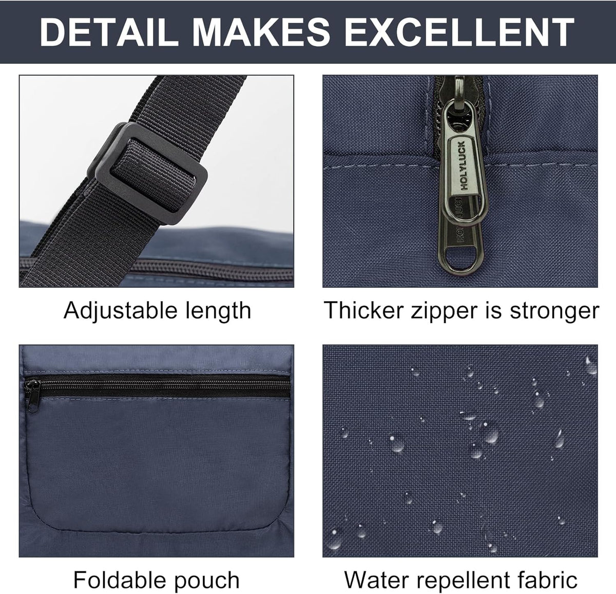 Foldable Travel Duffel Bag For Women & Men Luggage Great for Gym - large navy blue