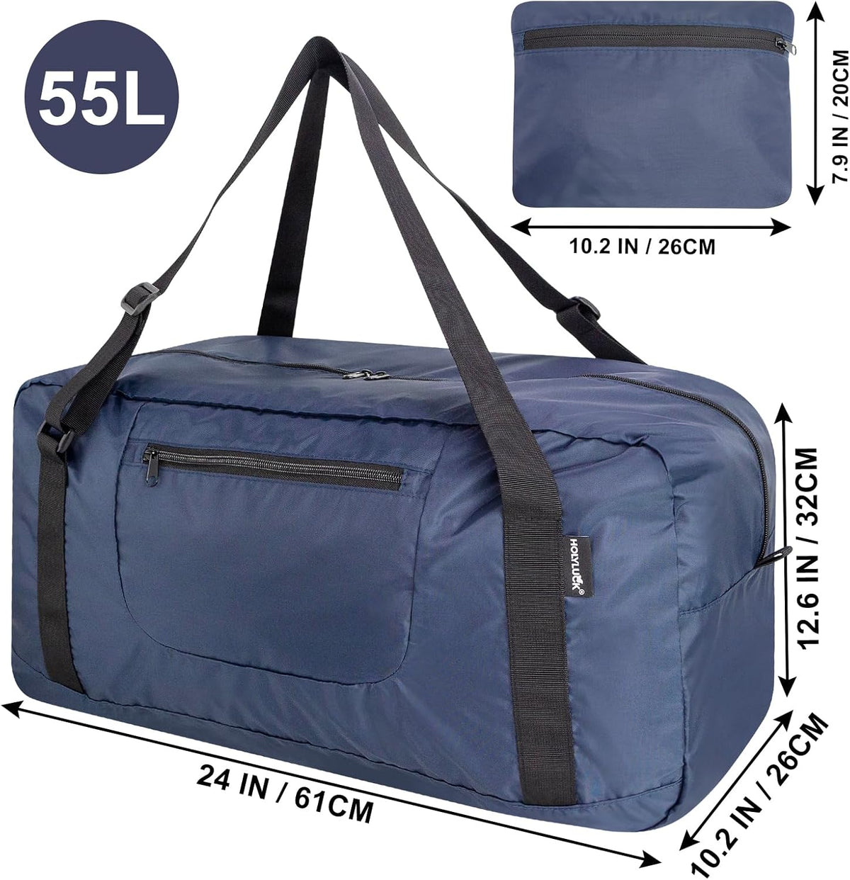 Foldable Travel Duffel Bag For Women & Men Luggage Great for Gym - large navy blue