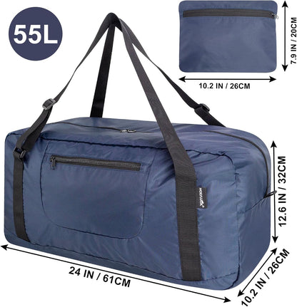 Foldable Travel Duffel Bag For Women & Men Luggage Great for Gym - large navy blue
