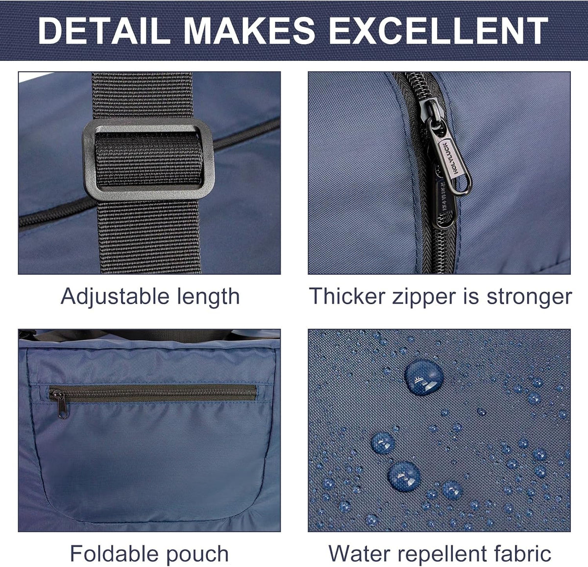Foldable Travel Duffel Bag For Women & Men Luggage Great for Gym - large navy blue