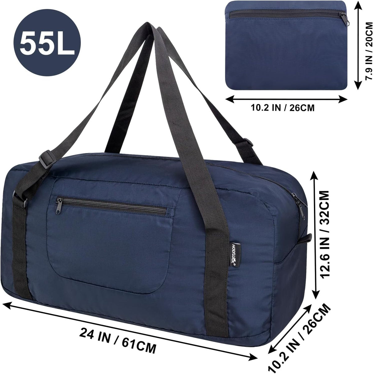 Foldable Travel Duffel Bag For Women & Men Luggage Great for Gym - large navy blue