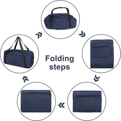 Foldable Travel Duffel Bag For Women & Men Luggage Great for Gym - large navy blue