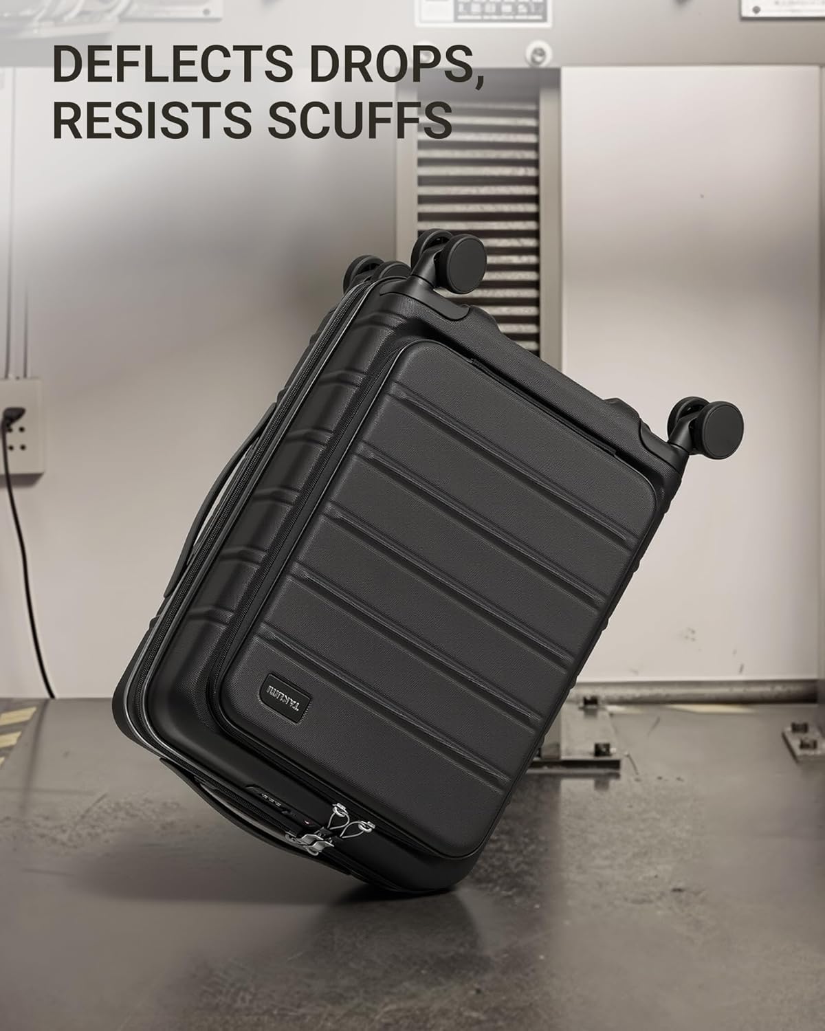 Carry On Luggage - 20 inch Expandable Suitcases with Wheels - Hardshell Carry on Suitcases with Front Pocket - Travel Luggage with TSA Lock (Black, 20 Inch-EXT)