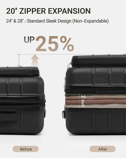 Carry On Luggage - 20 inch Expandable Suitcases with Wheels - Hardshell Carry on Suitcases with Front Pocket - Travel Luggage with TSA Lock (Black, 20 Inch-EXT)