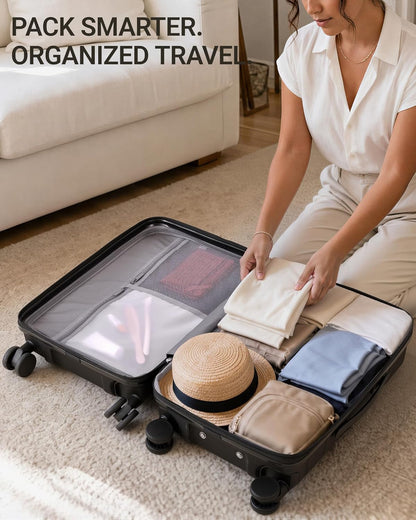 Carry On Luggage - 20 inch Expandable Suitcases with Wheels - Hardshell Carry on Suitcases with Front Pocket - Travel Luggage with TSA Lock (Black, 20 Inch-EXT)