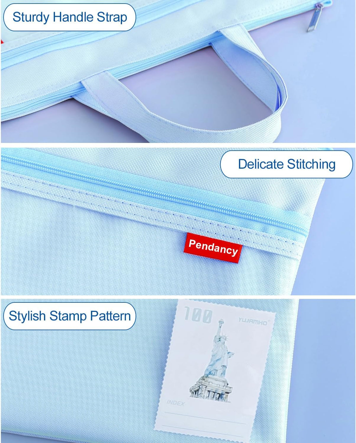 Mesh Zipper Pouch A4 Size, Large Double Pocket Waterproof File Bag with Handle, 11x13.8 in Foldable Document Storage for Puzzle Project/Cross Stitch/Travel/Office（Advanced Pink）