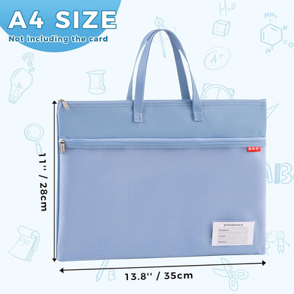 Mesh Zipper Pouch A4 Size, Large Double Pocket Waterproof File Bag with Handle, 11x13.8 in Foldable Document Storage for Puzzle Project/Cross Stitch/Travel/Office（Advanced Pink）