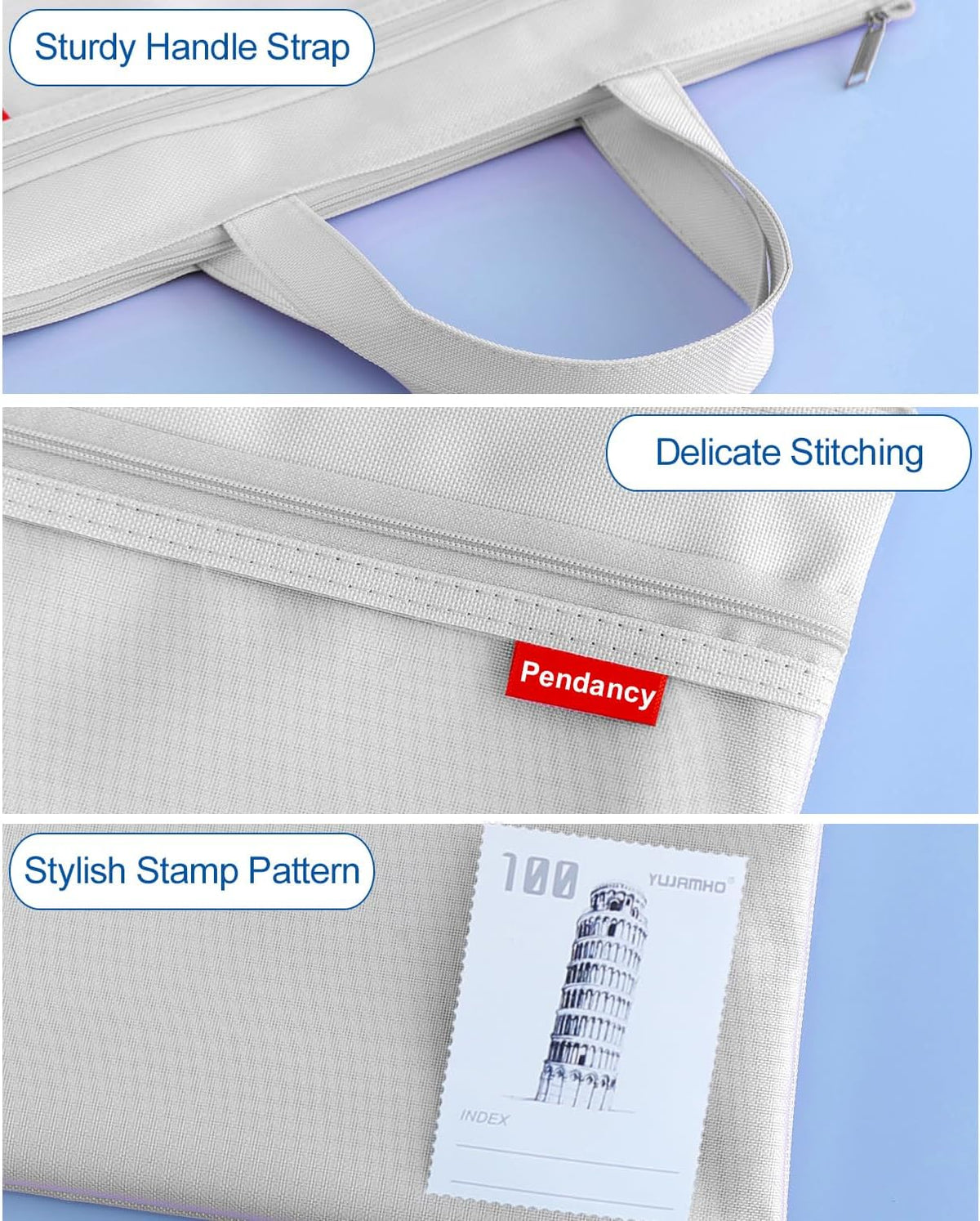 Mesh Zipper Pouch A4 Size, Large Double Pocket Waterproof File Bag with Handle, 11x13.8 in Foldable Document Storage for Puzzle Project/Cross Stitch/Travel/Office（Advanced Pink）