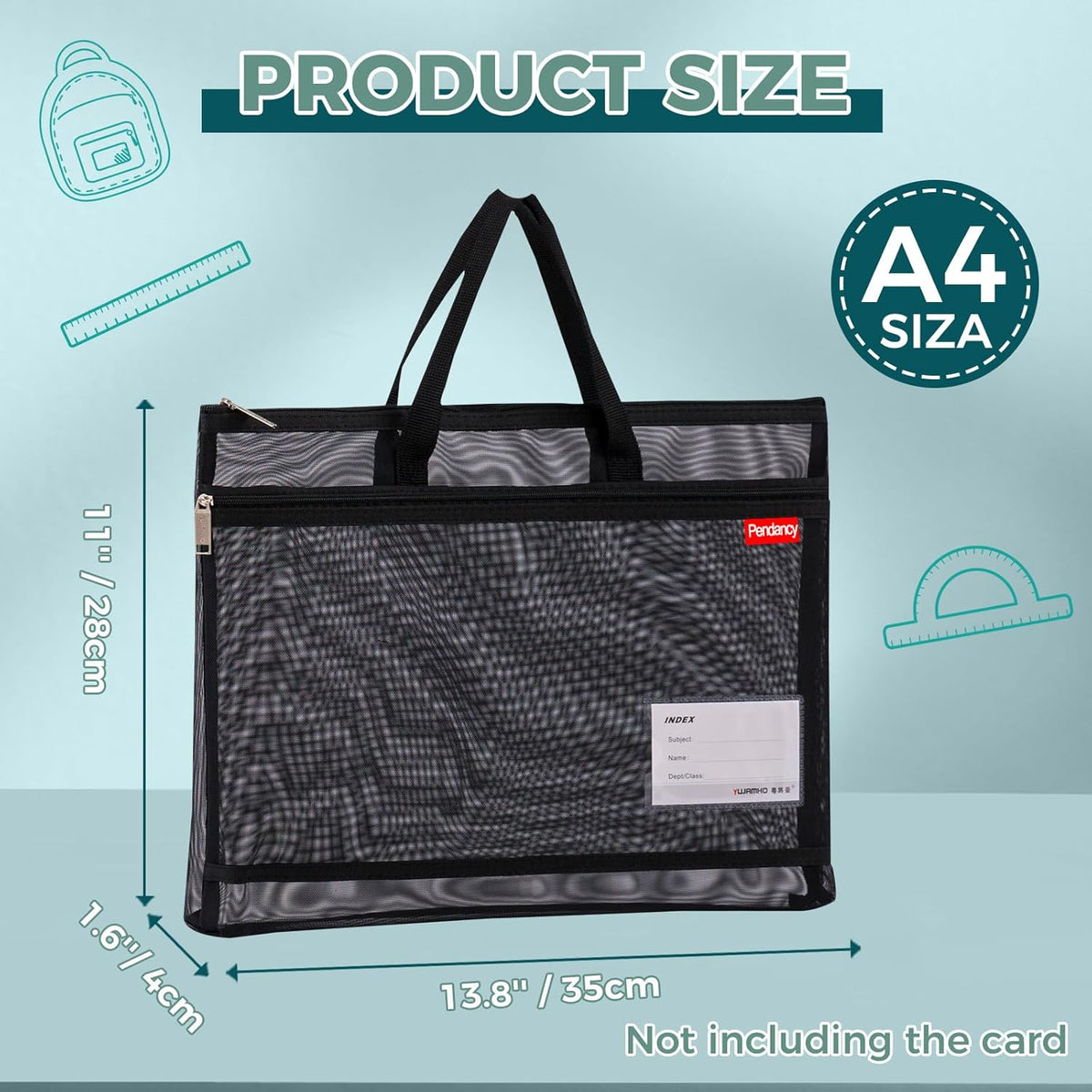 Mesh Zipper Pouch A4 Size, Large Double Pocket Waterproof File Bag with Handle, 11x13.8 in Foldable Document Storage for Puzzle Project/Cross Stitch/Travel/Office（Advanced Pink）