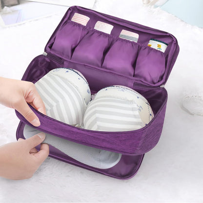 Travel Underwear Bra Organizer Bag, Large Capacity Travel Packing Organizer Waterproof Three Layer Packing Cube for Underwear, Socks, Toiletries, Cosmetics, Clothes, Towels - Black