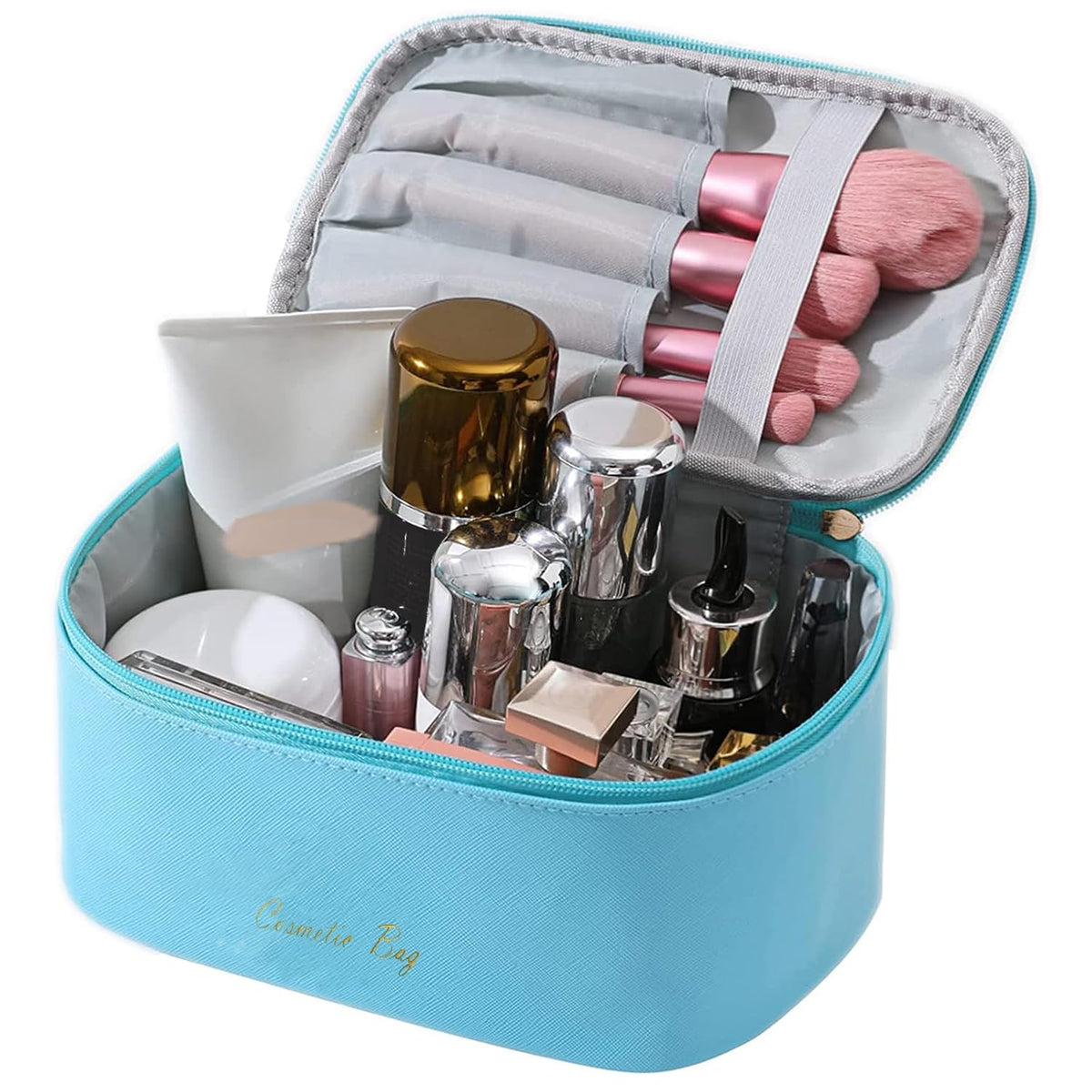 Makeup Bag Large Cosmetic Bags for Women Girls Cute Travel Zipper Pouch Toiletry Organizer for Beauty Essentials Waterproof (Light Pink)